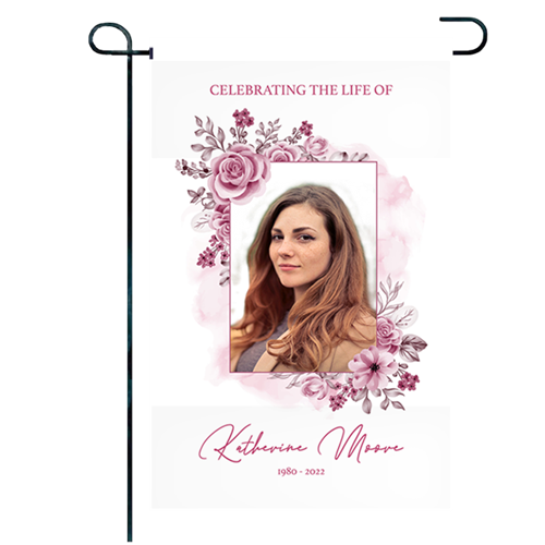 Show details for Pink Floral Garden Flag