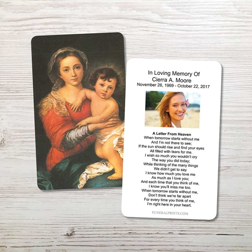 Picture of Mary & Baby Jesus 3 Memorial Card