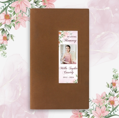 Show details for Pink Gold Floral Guest Book - Brown