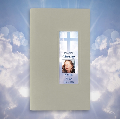 Show details for Cross in Clouds Guest Book - Gray