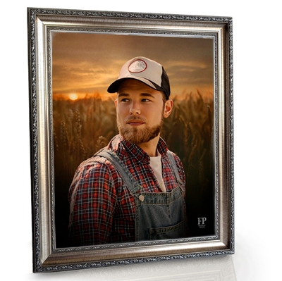 Show details for Framed Memorial Portrait - Golden Harvest Lifescape Background