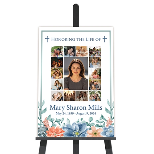 Show details for Multi Floral Religious Collage Funeral Poster