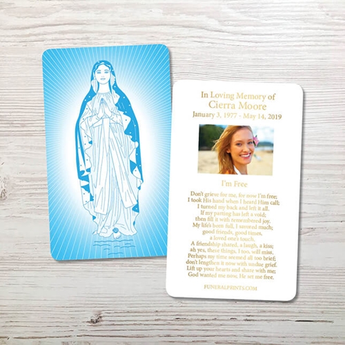 Show details for Virgin Mary 2 Gold Foil Memorial Card
