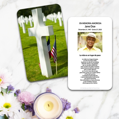 Show details for Cross Military Cemetary Spanish Prayer Card