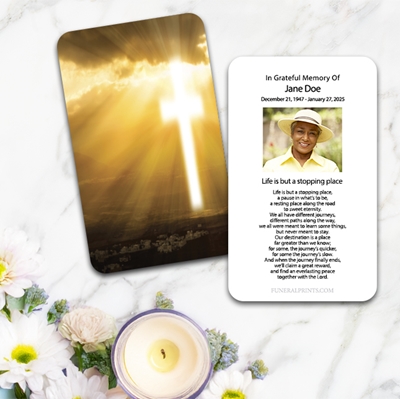 Show details for Cross in Sky Spanish Prayer Card