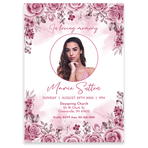 Picture of Pink Floral Border Invitation