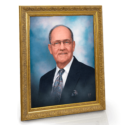 Show details for Framed Memorial Portrait - Classic Blue Studio Background