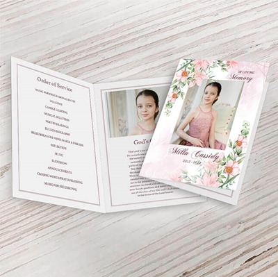 Show details for Pink Gold Floral Memorial Package