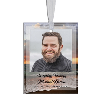 Show details for Ocean Sunset Rectangle Ornament