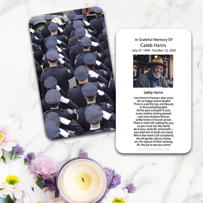 Show details for Police Salute Spanish Prayer Card