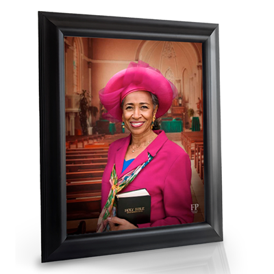 Show details for Framed Memorial Portrait - Sunday Stillness Lifescape Background