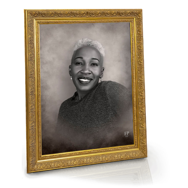 Show details for Framed Memorial Portrait - Black & White Studio Background