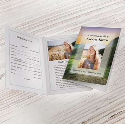 Show details for Mountain Rainbow Funeral Program 