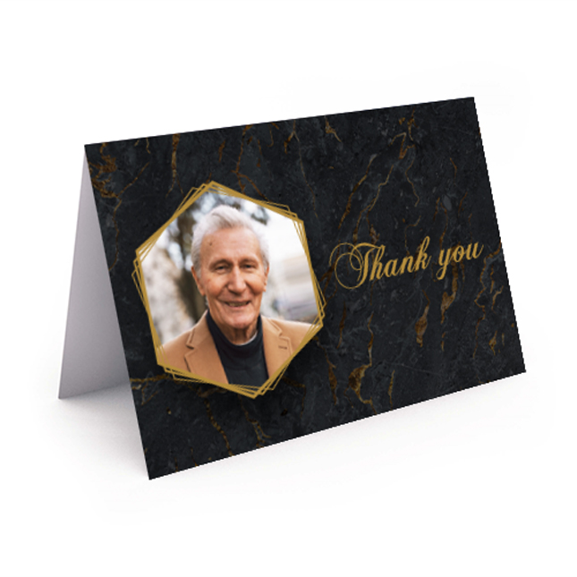 Show details for Black Marble Thank You Card