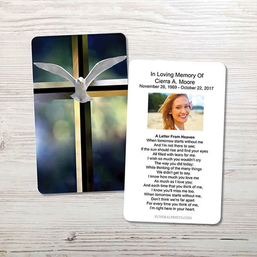 Show details for Dove & Cross Memorial Card