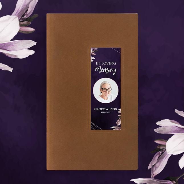 Show details for Purple Lilies Guest Book - Brown