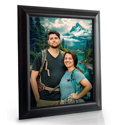Show details for Framed Memorial Portrait - Scenic Reflection Lifescapes Background
