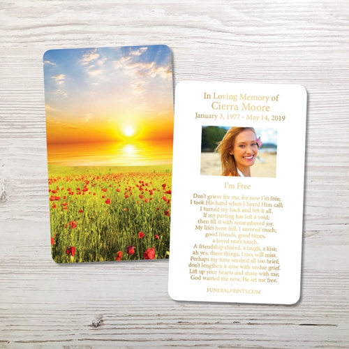 Picture of Sunset Field Gold Foil Memorial Card